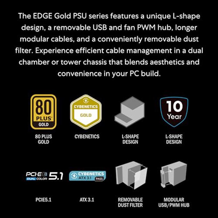 Lian Li EDGE EG0850 80 PLUS Platinum Netzteil, PCIe 5.1, ATX 3.1-850 Watt, zwart Lian Li EDGE EG0850 80 PLUS Platinum Netzteil, PCIe 5.1, ATX 3.1-850 Watt, zwart