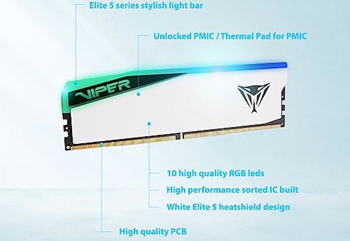 Patriot Viper Elite 5 RGB 32GB (2X16GB) DDR5 7000MHz White image 4