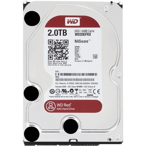 Disque Dur Interne WD Red 2 To NAS - 5400 Tr/min, SATA 6 Go/s, 256 Mo Cache - Compatible PC/Mac, 3 Ans Garantie