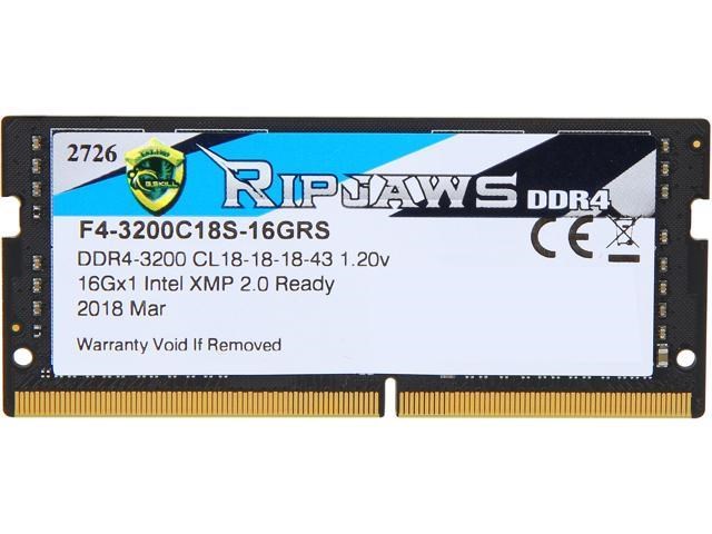G.SKILL Ripjaws 16GB 260-Pin DDR4 SO-DIMM 3200 RAM - Specs