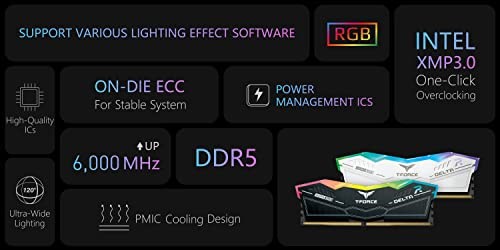 TEAMGROUP T-Force Delta RGB 32GB (2x16GB) DDR5 6400MHz White image 5