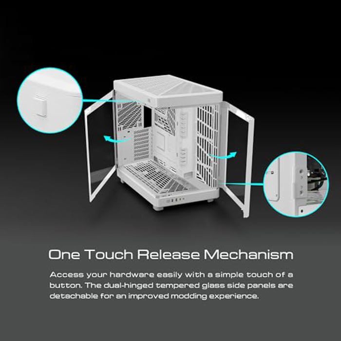 GAMDIAS RGB Dual-Chamber Tempered Glass Gaming PC Case, 2-Way