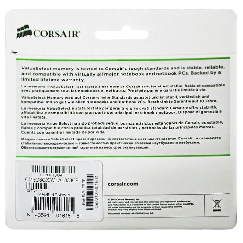 Corsair Vengeance Performance 8GB Module (1x8GB) DDR3 1333MHz SODIMM CMSO8GX3M1A1333C9 image 5
