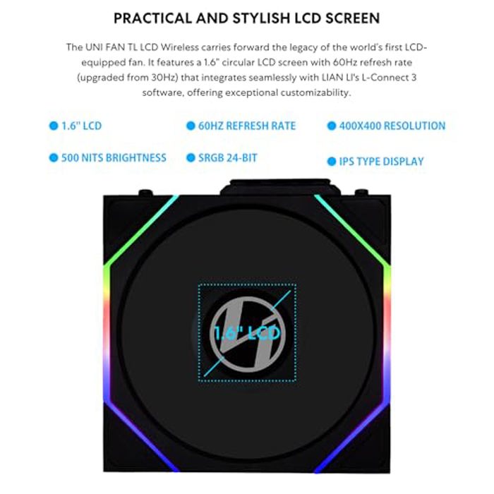 Lian Li UNI Fan TL LCD 120 Wireless Triple Pack White image 8