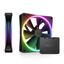 NZXT F140 RGB Duo Twin Pack 2x 140mm Dual-Sided RGB Fans + RGB Controller 20 Individually Addressable LEDs Fluid Dynamic Bearing PWM RF-D14DF-B1