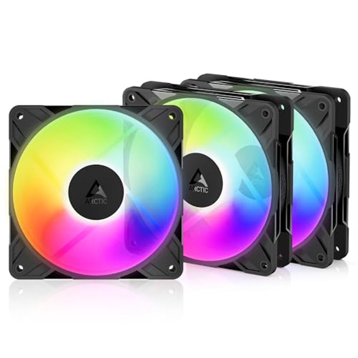 Pack De 3 Ventilateurs Arctic P12 Pro A-RGB 120mm – Noir, PWM, 4 Broches, Pour PC