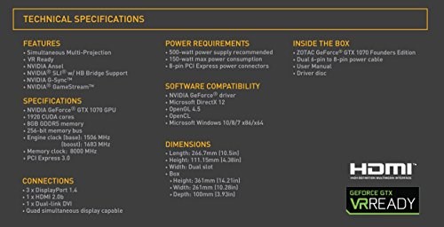 ZOTAC NVIDIA GeForce GTX 1070 Founders Edition image 9