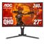 AOC CQ27G3Z 27" Curved QHD 2K 2560x1440 1000R VA 240Hz 0.5ms FreeSync Premium Height Adjustable